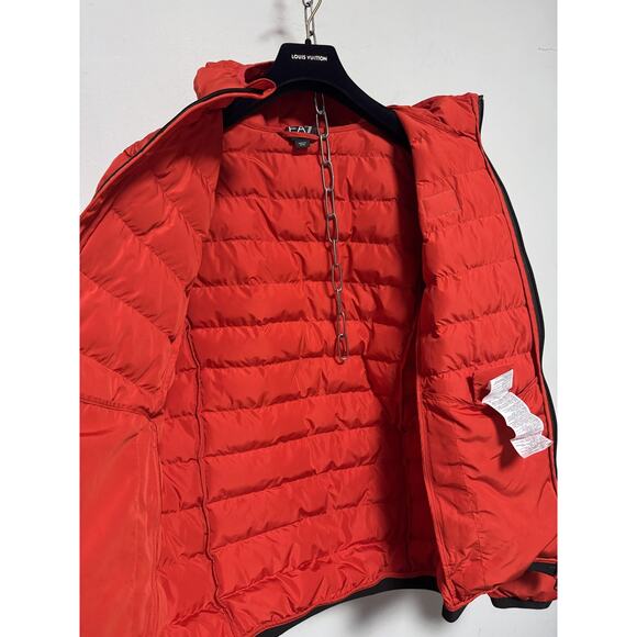 EA7 Emporio Armani Jacket Mens L Red Hooded Puffer Full Zip 6LPBJ0 PNE1Z - Picture 8 of 13